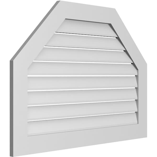 Octagonal Top Surface Mount PVC Gable Vent: Functional, W/ 3-1/2W X 1P Standard Frame, 42W X 30H